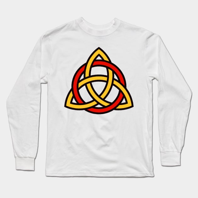 Manx Red and Gold Triquetra Long Sleeve T-Shirt by QAFWarlock